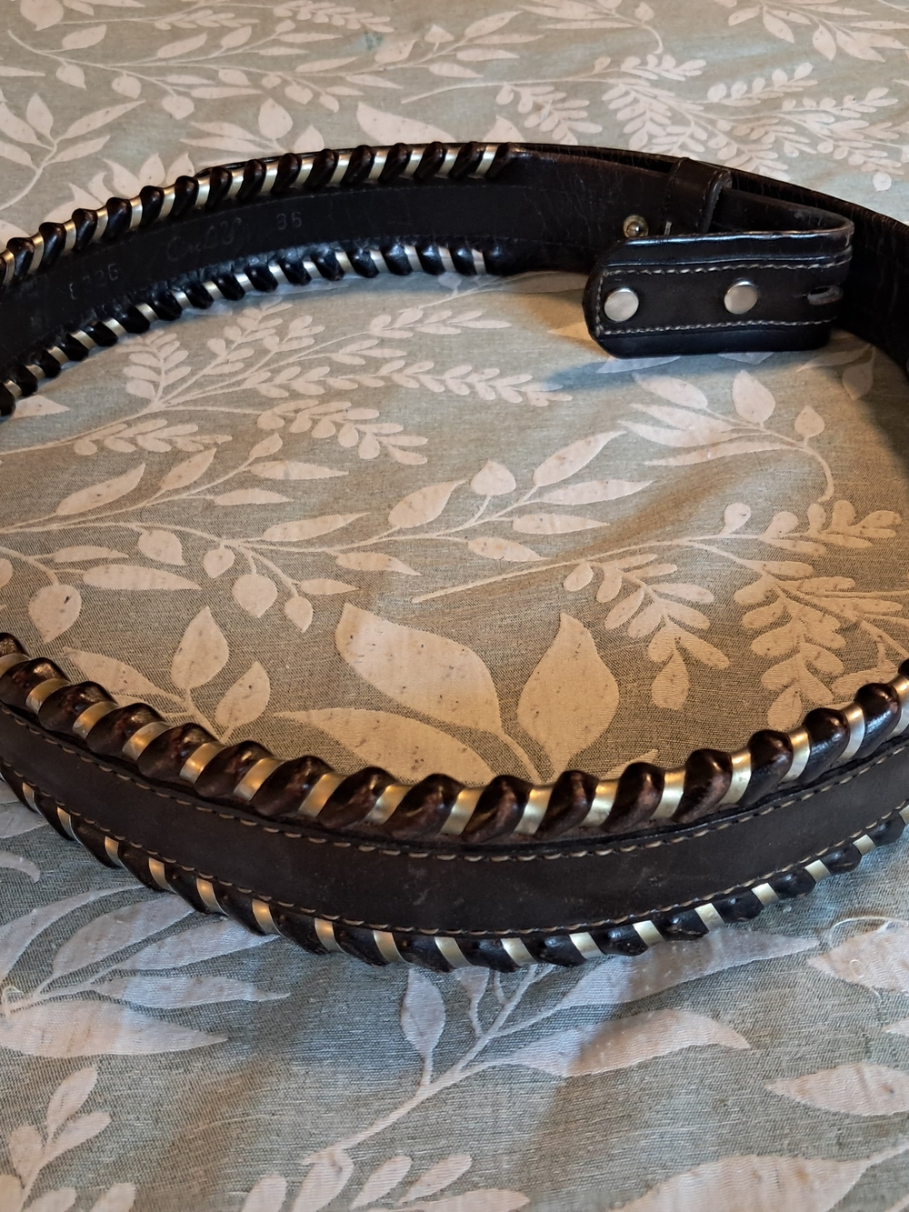 Unisex Leather Belt in Dark Brown with Silver Accent - Picture 2 of 7